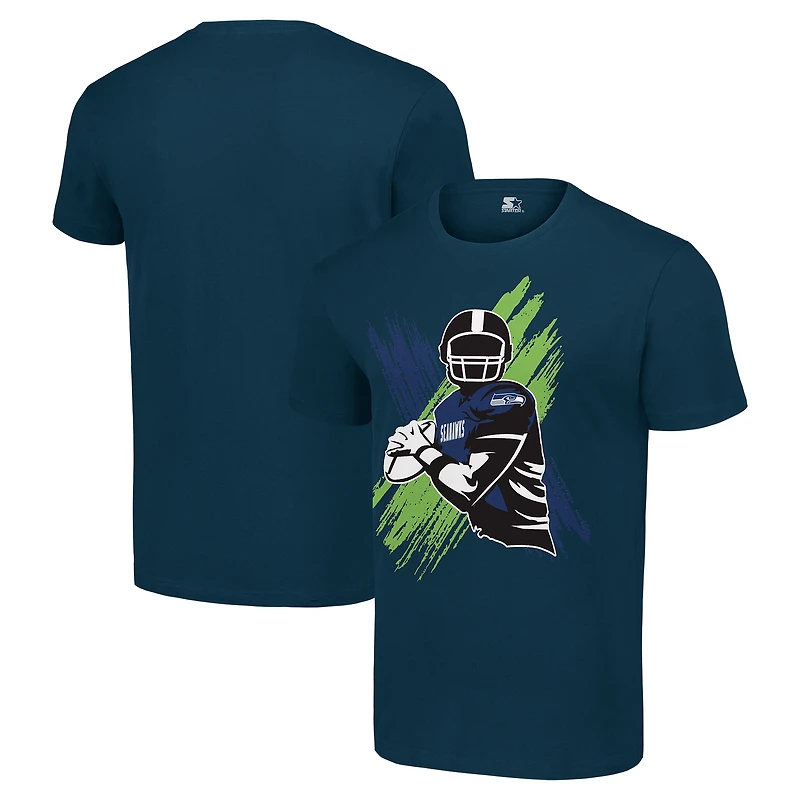 T-shirt graphique pour homme, bleu marine, avec logo Player X des Seattle Seahawks