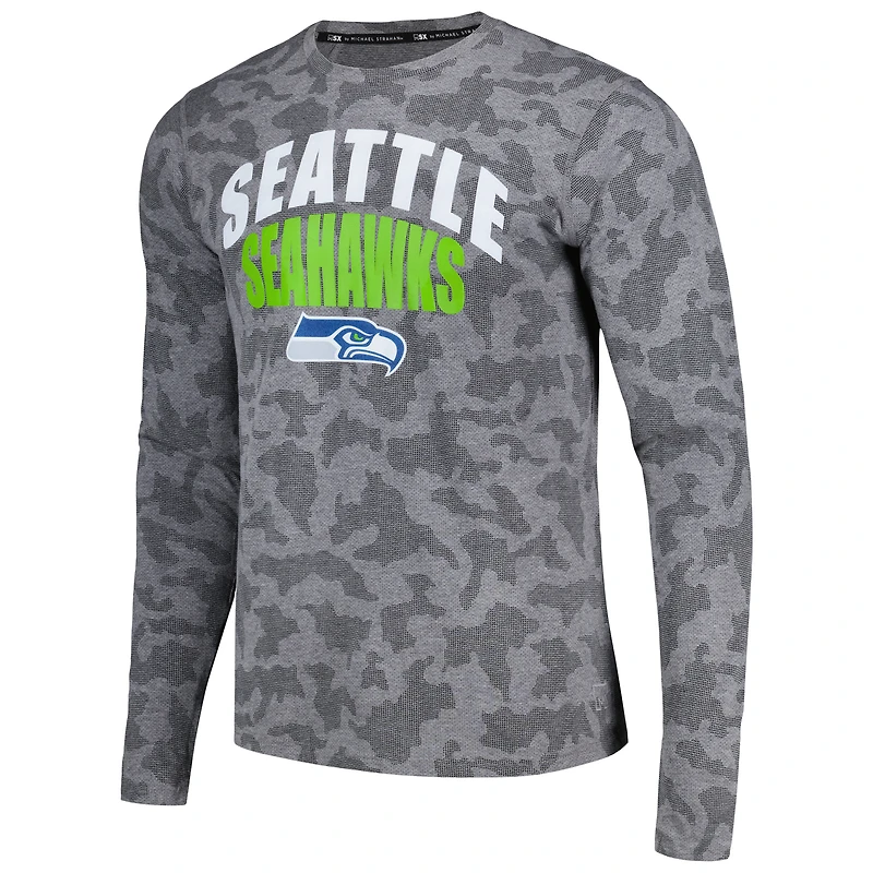 T-shirt à manches longues pour hommes Starter Heather Charcoal Seattle Seahawks mi-temps