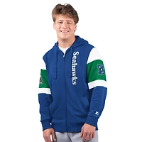 Men's Starter Royal Seattle Seahawks Extreme Vintage Logo Full-Zip Hoodie