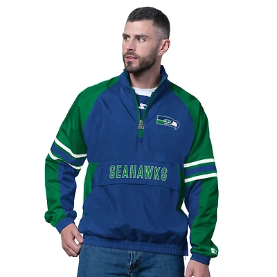 Men's Starter Royal Seattle Seahawks Vintage Logo Prospect Half-Zip Pullover