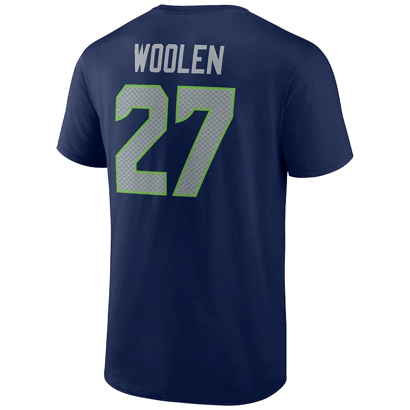 T-shirt Tariq Woolen College bleu marine pour homme, avec logo joueur des Seattle Seahawks