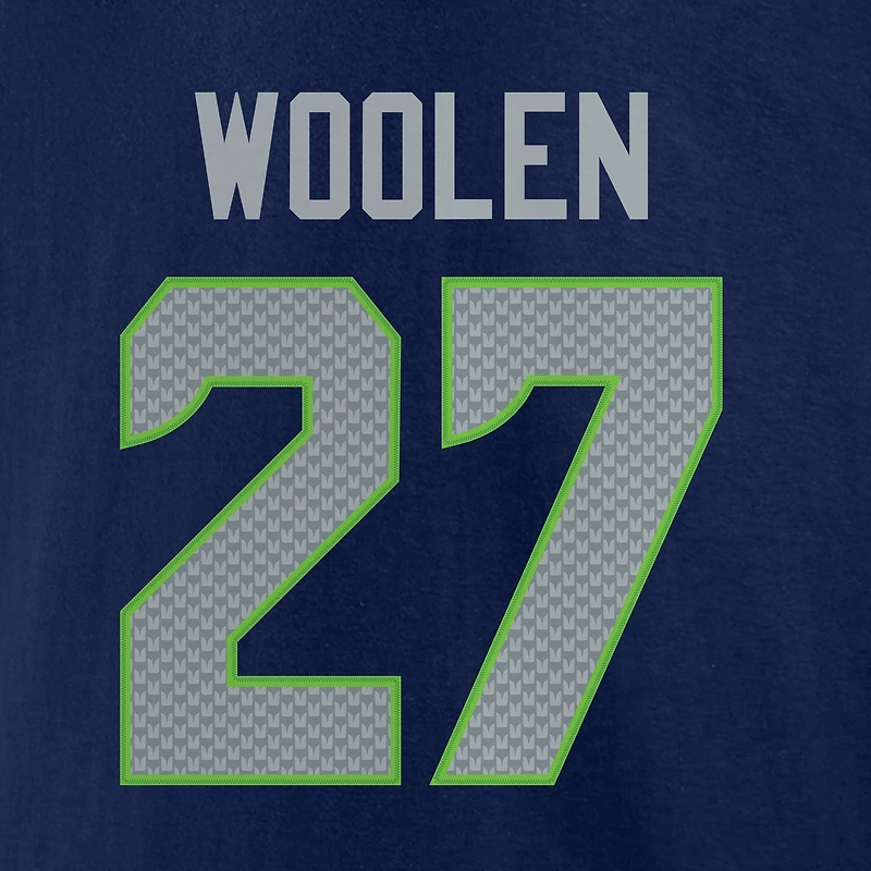 T-shirt Tariq Woolen College bleu marine pour homme, avec logo joueur des Seattle Seahawks