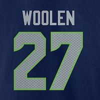 T-shirt Tariq Woolen College bleu marine pour homme, avec logo joueur des Seattle Seahawks