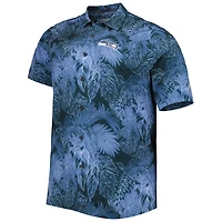 Chemise boutonnée pour homme Tommy Bahama College Navy Seattle Seahawks Big & Tall Coast Luminescent Fronds Camp IslandZone