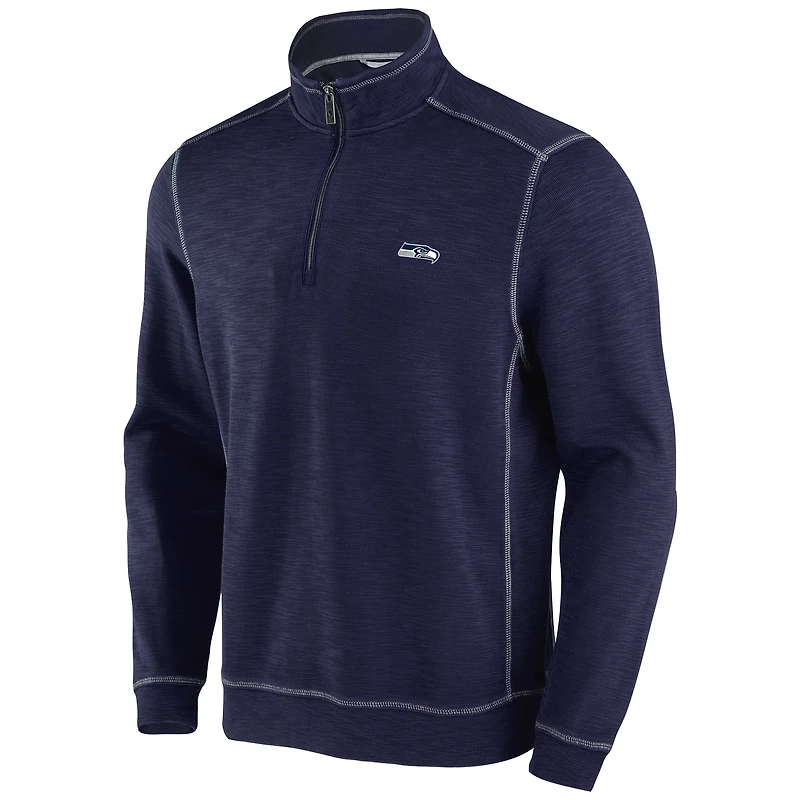 Men's Tommy Bahama College Navy Seattle Seahawks Big & Tall Tobago Bay Half-Zip Sweatshirt