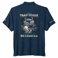 Men's Tommy Bahama  College Navy Seattle Seahawks Endzone Paradise COOLMAX Button-Up Shirt