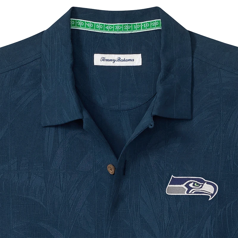 Men's Tommy Bahama  College Navy Seattle Seahawks Endzone Paradise COOLMAX Button-Up Shirt