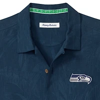 Men's Tommy Bahama  College Navy Seattle Seahawks Endzone Paradise COOLMAX Button-Up Shirt