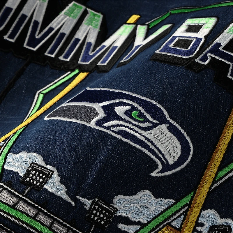 Men's Tommy Bahama  College Navy Seattle Seahawks Endzone Paradise COOLMAX Button-Up Shirt