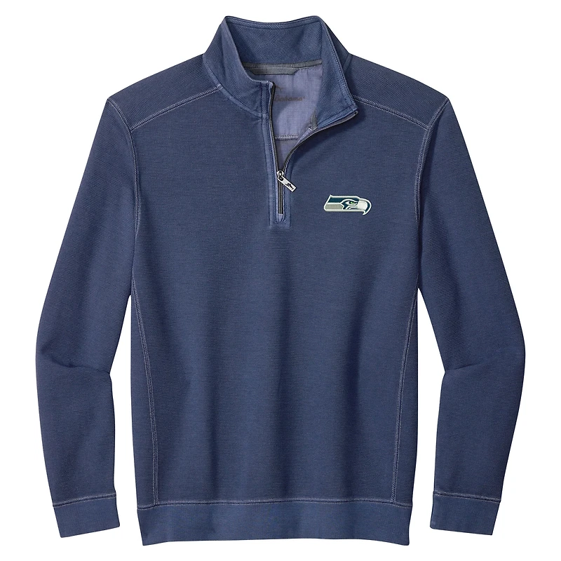 Men's Tommy Bahama College Navy Seattle Seahawks Sport Tobago Half-Zip Pullover