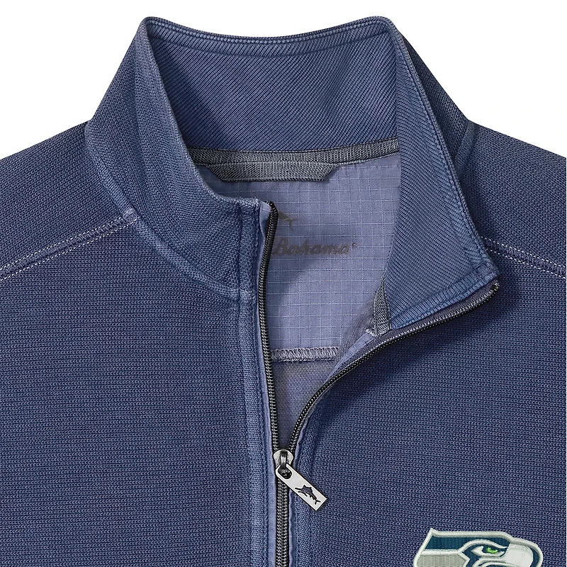 Men's Tommy Bahama College Navy Seattle Seahawks Sport Tobago Half-Zip Pullover