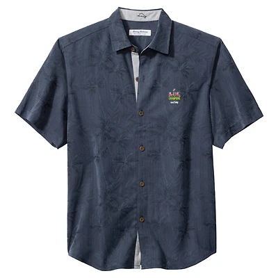 Men's Tommy Bahama College Navy Seattle Seahawks Super Bowl LX Champions Sport Coconut Point Palm Vista IslandZone Button-Up Shirt