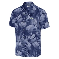 Chemise boutonnée bleu marine Tommy Bahama pour homme Seattle Seahawks Big & Tall Coast Nuevo Fronds IslandZone