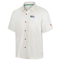 Chemise boutonnée rétro blanche pour homme Tommy Bahama Seattle Seahawks Coconut Matchup Camp