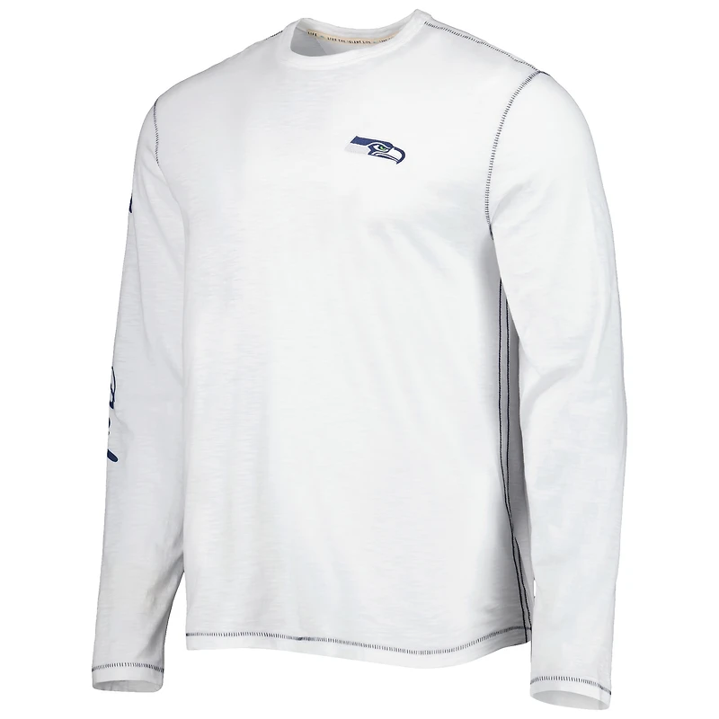 Men's Tommy Bahama White Seattle Seahawks Laces Out Billboard Long Sleeve T-Shirt