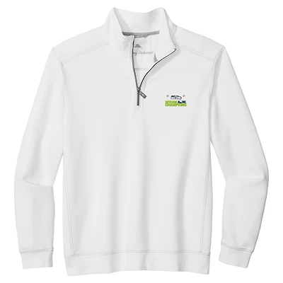 Veste demi-zip Tommy Bahama blanche pour homme Seattle Seahawks, champions du Super Bowl LX, Montego Beach