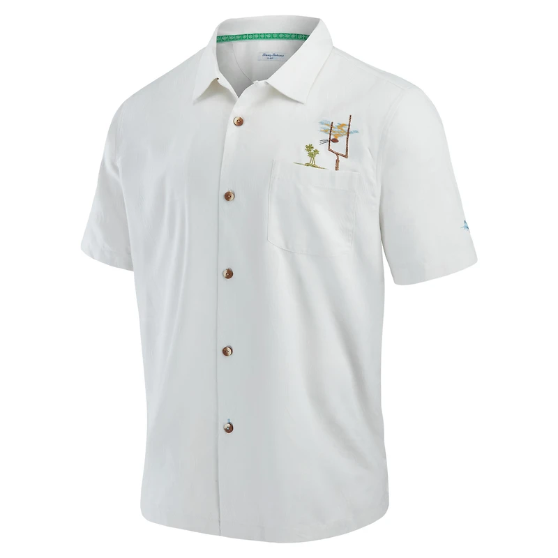 Chemise boutonnée Tommy Bahama blanche Seattle Seahawks Tide Breaker IslandZone Camp pour hommes
