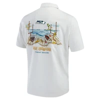 Chemise boutonnée Tommy Bahama blanche Seattle Seahawks Tide Breaker IslandZone Camp pour hommes