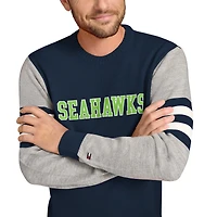 Men's Tommy Hilfiger College Navy/Heather Gray Seattle Seahawks Acrylic Crewneck Pullover Sweater