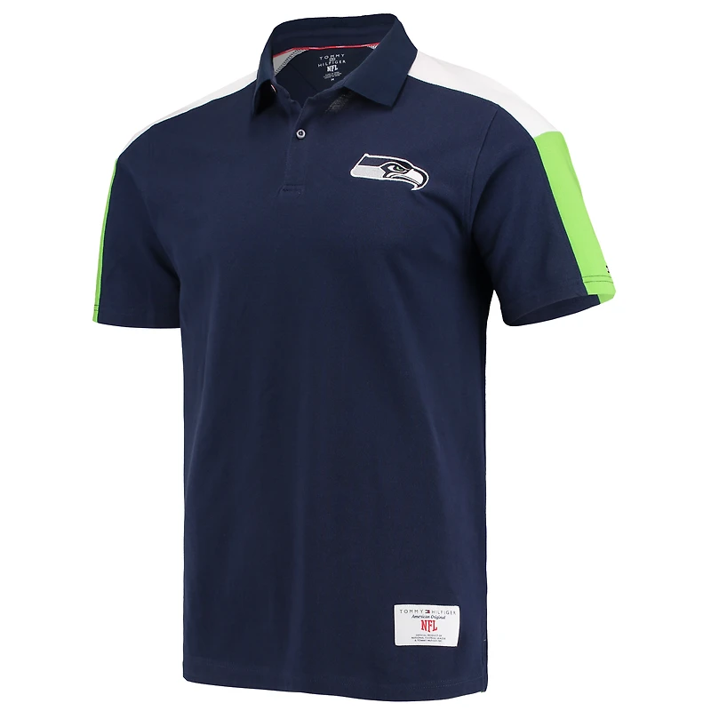 Men's Tommy Hilfiger College Navy/Neon Green Seattle Seahawks Logan Polo