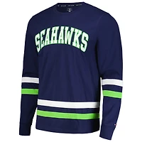 Men's Tommy Hilfiger College Navy/Neon Green Seattle Seahawks Nolan Long Sleeve T-Shirt