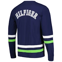 Men's Tommy Hilfiger College Navy/Neon Green Seattle Seahawks Nolan Long Sleeve T-Shirt
