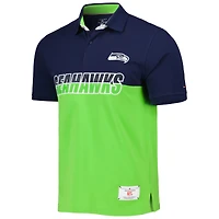 Polo Tommy Hilfiger Seattle Seahawks Color Block vert fluo/bleu marine pour homme