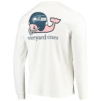 T-shirt à manches longues avec casque de baleine des Seattle Seahawks Vineyard Vines pour homme, blanc