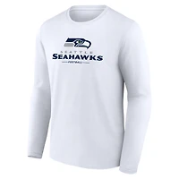 Men's  White Seattle Seahawks Team Lockup Long Sleeve T-Shirt