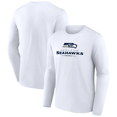 Men's  White Seattle Seahawks Team Lockup Long Sleeve T-Shirt