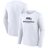 Men's  White Seattle Seahawks Team Lockup Long Sleeve T-Shirt
