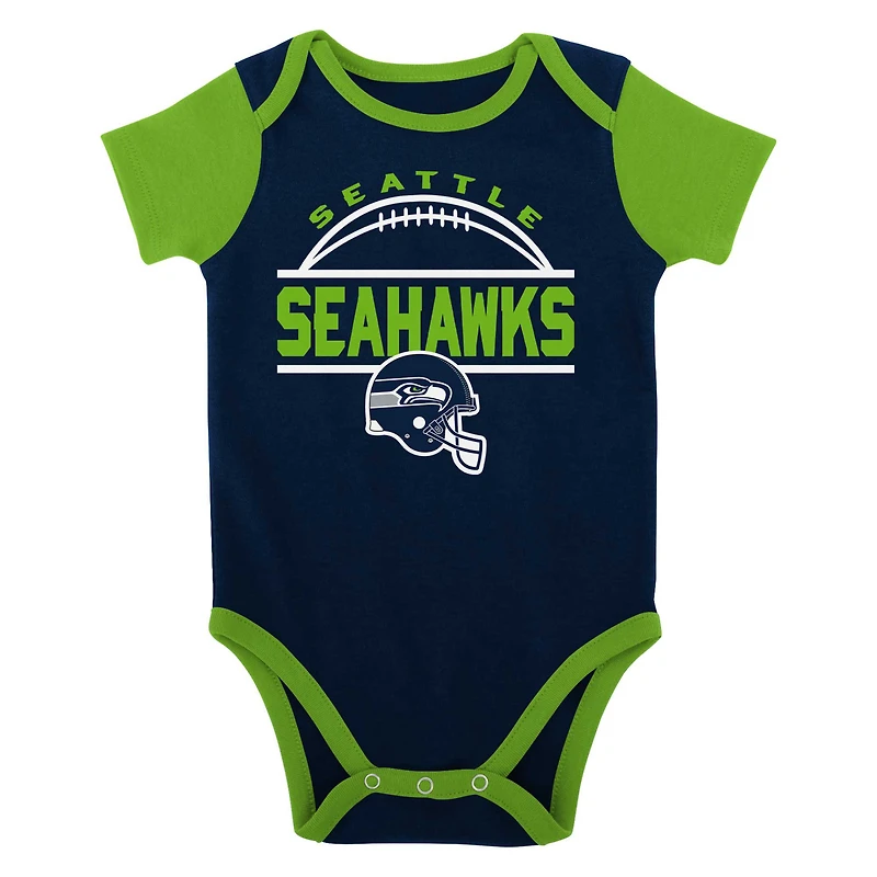 Newborn & Infant College Navy Seattle Seahawks Home Field Advantage Three-Piece Bodysuit, Bib Booties Set
