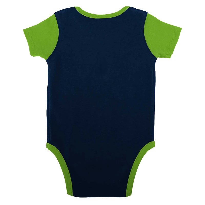 Newborn & Infant College Navy Seattle Seahawks Home Field Advantage Three-Piece Bodysuit, Bib Booties Set