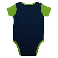 Newborn & Infant College Navy Seattle Seahawks Home Field Advantage Three-Piece Bodysuit, Bib Booties Set