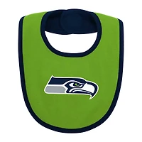 Newborn & Infant College Navy Seattle Seahawks Home Field Advantage Three-Piece Bodysuit, Bib Booties Set