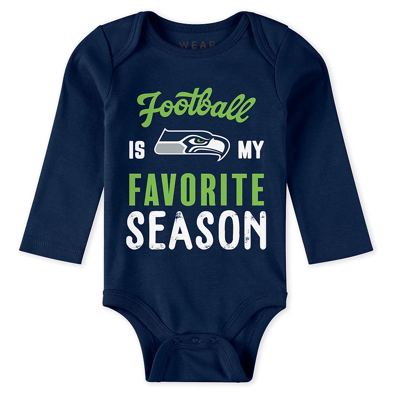 Newborn & Infant WEAR by Erin Andrews Seattle Seahawks Three-Piece Turn Me Around Bodysuits Pant Set