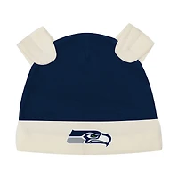 Newborn Outerstuff College Navy Seattle Seahawks Little Champ Three-Piece Long Sleeve Bodysuit, Pants and Cuffed Hat Set
