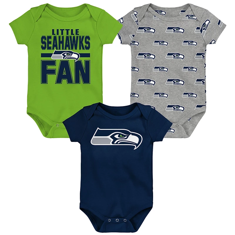 Newborn Outerstuff Seattle Seahawks Little Tike 3-Piece Bodysuit Set