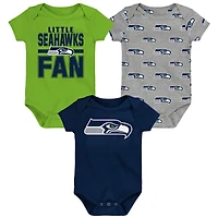 Newborn Outerstuff Seattle Seahawks Little Tike 3-Piece Bodysuit Set