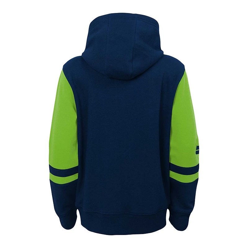 Preschool College Navy Seattle Seahawks Stadium Colorblock Full-Zip Hoodie