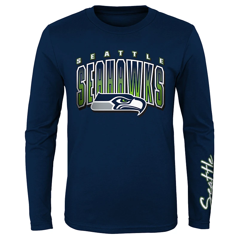 Preschool Navy/Neon Green Seattle Seahawks Fan Fave T-Shirt Combo Set