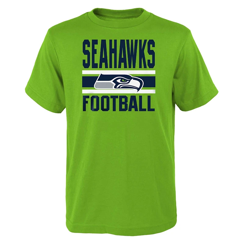 Preschool Neon Green/College Navy Seattle Seahawks Fan Fave T-Shirt Combo Set