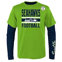 Preschool Neon Green/College Navy Seattle Seahawks Fan Fave T-Shirt Combo Set