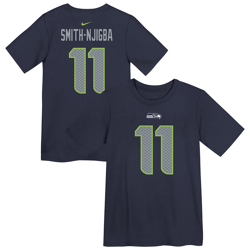 T-shirt Nike Jaxon Smith-Njigba College Navy Seattle Seahawks pour enfants d'âge préscolaire, avec nom et numéro du joueur