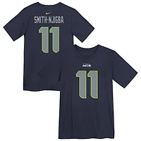 T-shirt Nike Jaxon Smith-Njigba College Navy Seattle Seahawks pour enfants d'âge préscolaire, avec nom et numéro du joueur
