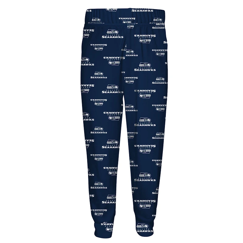 Preschool Outerstuff College Navy Seattle Seahawks All-Over-Print Long Sleeve T-Shirt and Pants Sleep Set