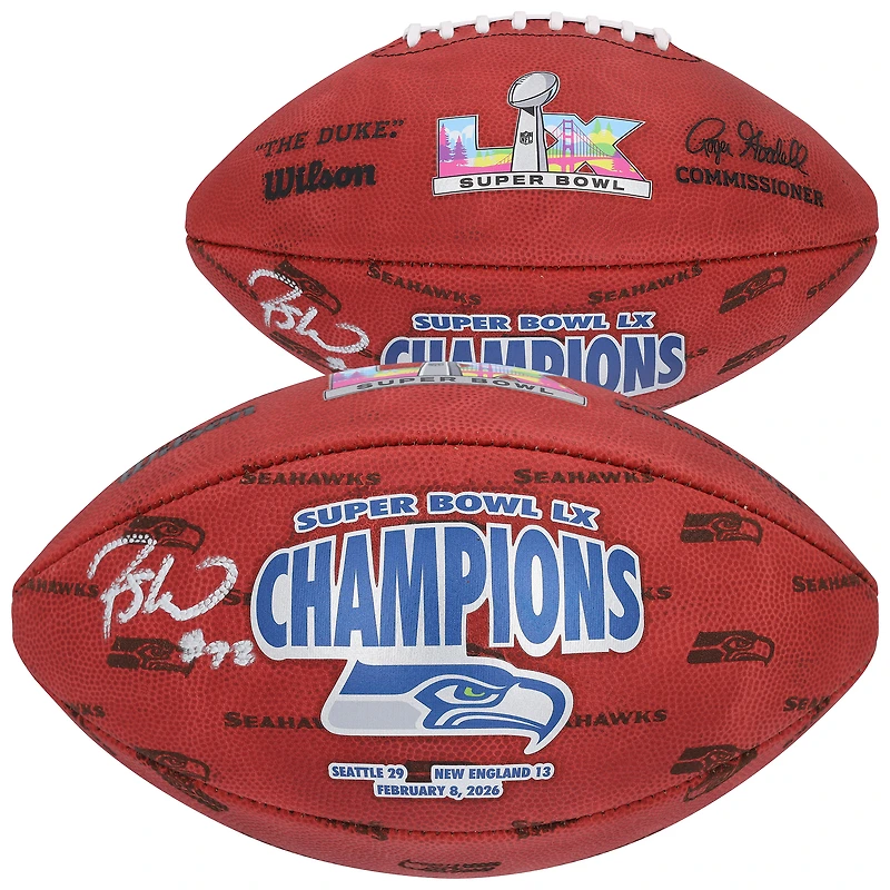 Rashid Shaheed Seattle Seahawks Autographed Super Bowl LX Champions Wilson Duke Football