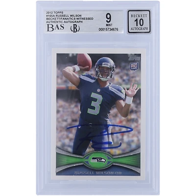 Russell Wilson Seattle Seahawks Autographié 2012 Topps #165 Beckett Fanatics Witnessed Authentifié 9/10 Rookie Card