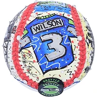 Baseball autographié par Russell Wilson des Seattle Seahawks - Illustration de Charles Fazzino - B679435