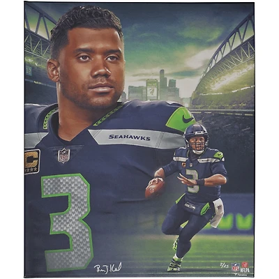 Russell Wilson Seattle Seahawks Impression giclée non signée 20" x 24" - Créée et signée par l'artiste Brian Konnick - Édition limitée à 25 exemplaires